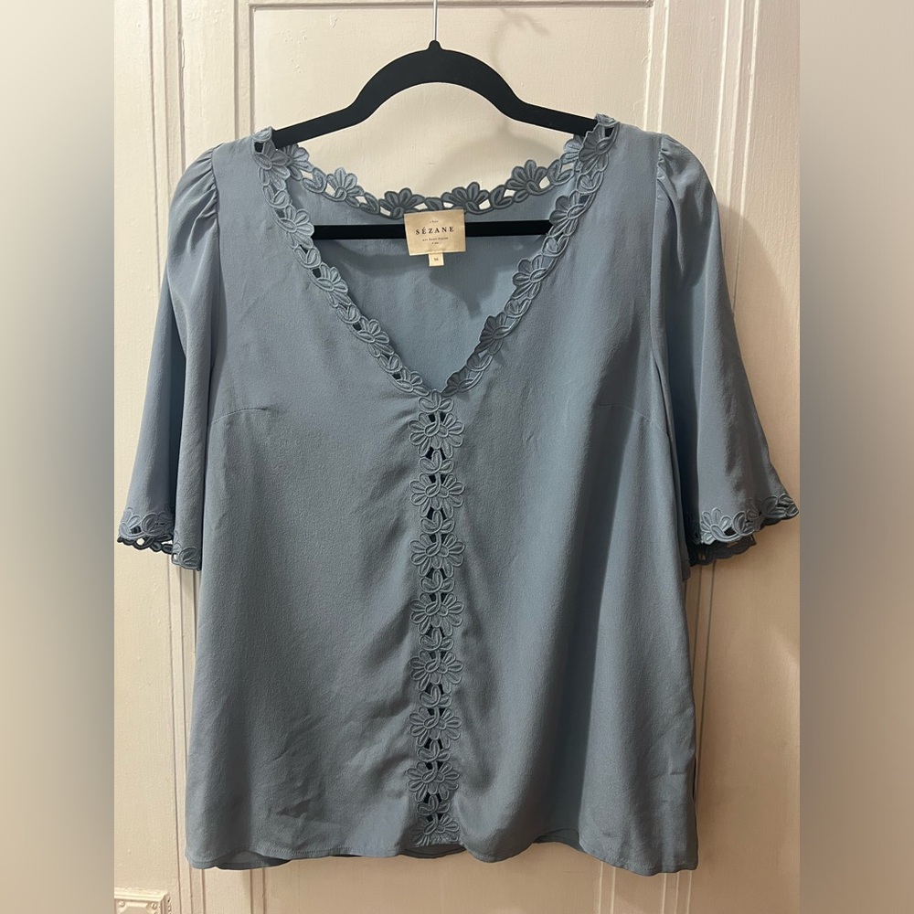 Blue Sezane Ilonie blouse